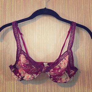 Calvin Klein Dark Pink Floral Underwire Bra, 34B