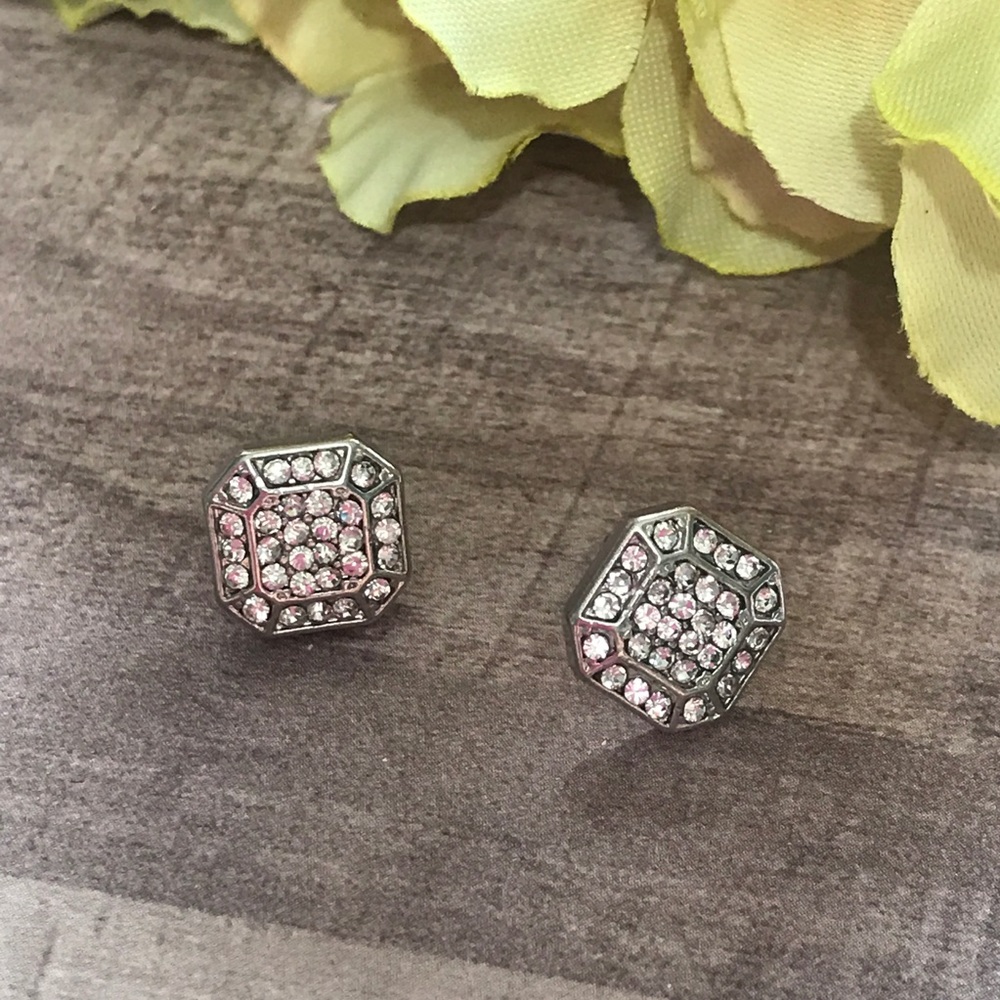 Boutique | Small Rounded Square Halo CZ Earrings