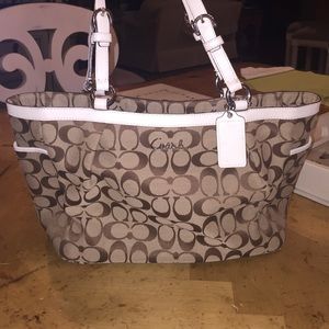 Brown and Cream Coach Purse
