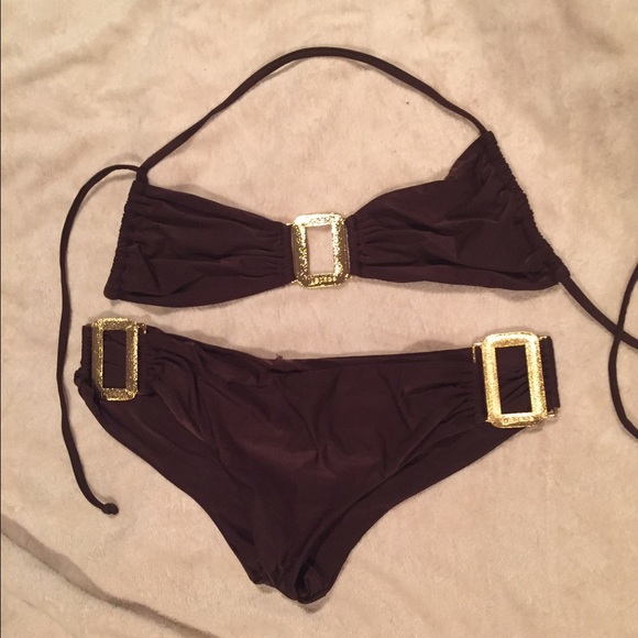 L Space bikini.  Brown with gold detail