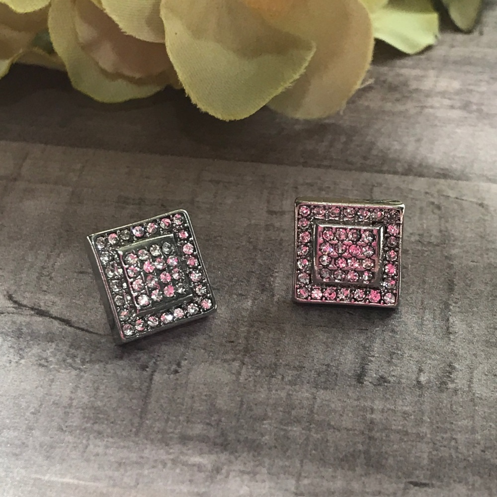 Boutique | Large Square Halo CZ Earrings