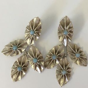 Like New Kendra Scott Gold and Aqua Leaf Earrings