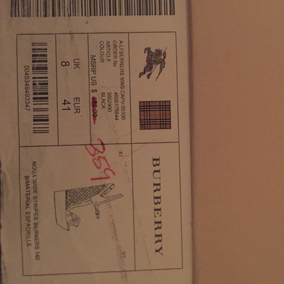 100% Authentic Burberry Nova Wide Stripes Berners - Picture 3 of 4