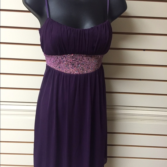 Purple dress with multi-colored beaded band