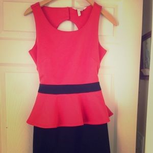 BCBG short, backless pink and black dress