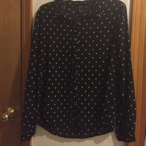 Sheer black and gold button-down top