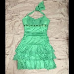 Lime green sparkly party dress