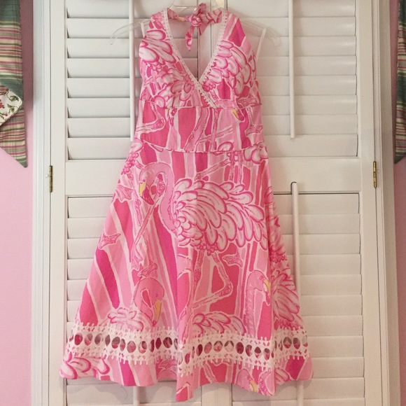Lilly Pulitzer Dresses & Skirts - Lilly Pulitzer Flamingo Halter Dress
