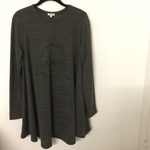 Olive green long sleeve thin sweater dress