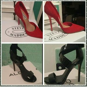 TWO red and black heels