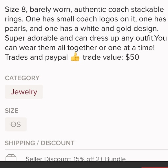 ✨ SOLD Coach Stackable Rings✨ - Picture 4 of 4