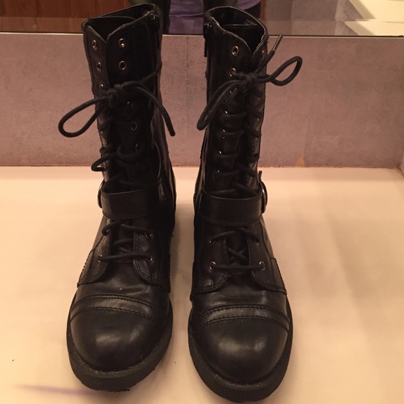 Black combat boots