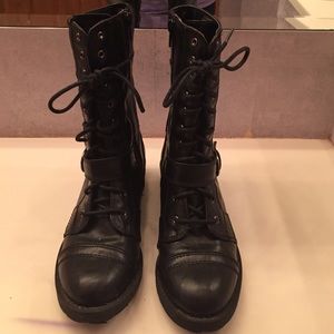 Black combat boots