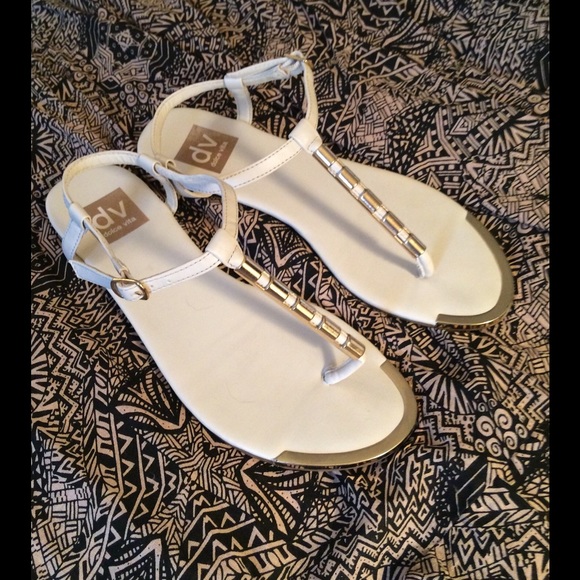 Dolce Vita Cream and Gold Sandals