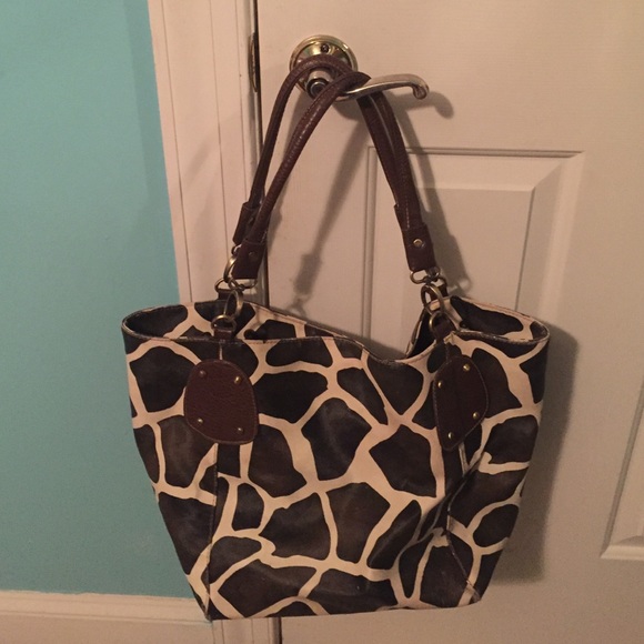 Giraffe print purse.
