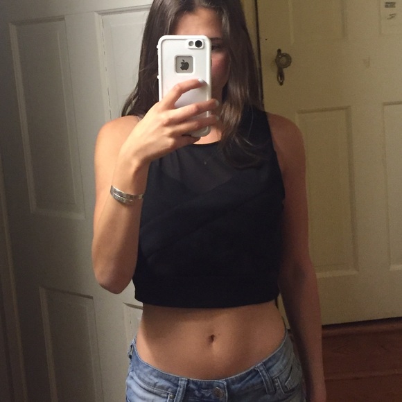 Mesh black cropped top