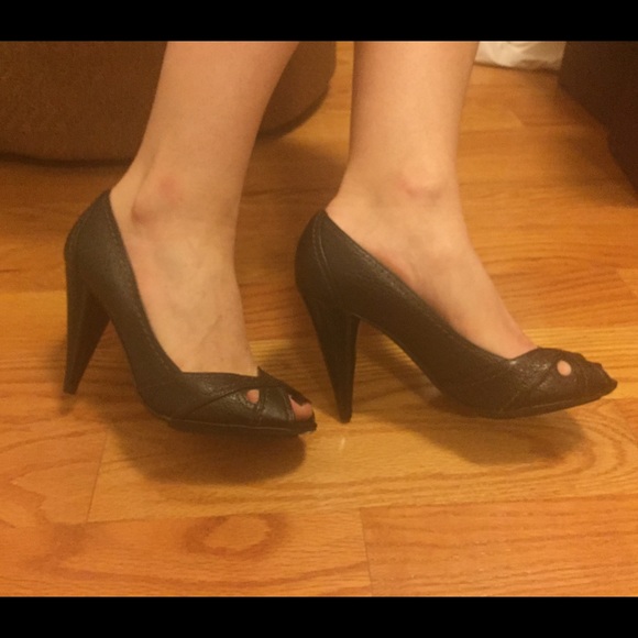 Zara Dark Brown Peep Toes - Picture 2 of 3