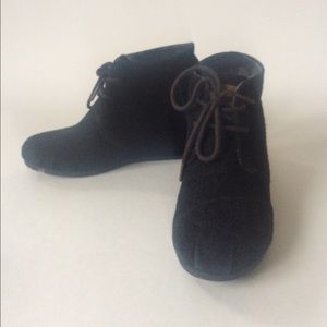 TOMS wedge booties suede