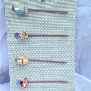 Anthropologie hair pins w stones & beads
