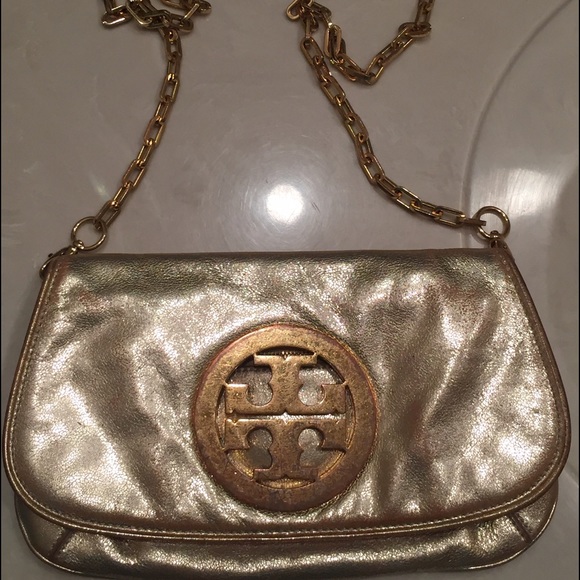 Gold Tory Burch Crossbody Purse