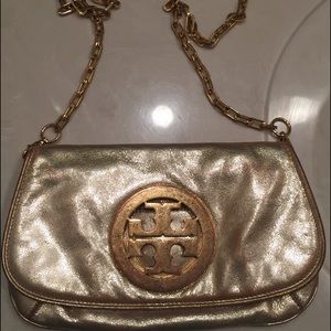 Gold Tory Burch Crossbody Purse
