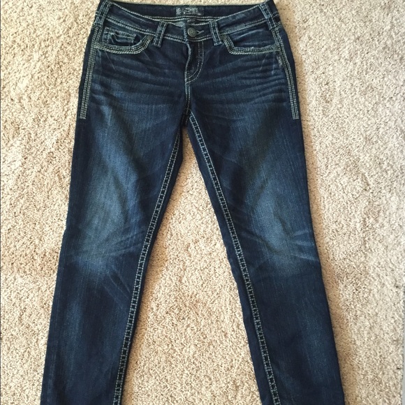 Silver Jeans Mid-Rise Aiko Skinny Dark Wash Jeans