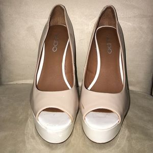 Aldo nude and white pumps
