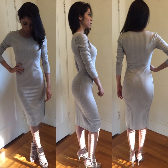 Forever21  form-fitting long sleeve midi dress