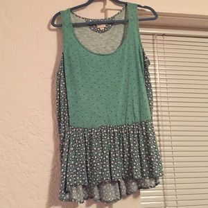 Anthropologie Printed Cotton Peplum Tank