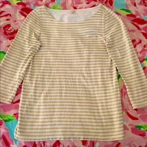 J. Crew Boatneck top in metallic gold stripes