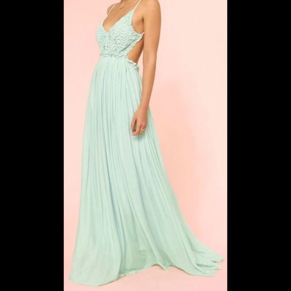 Paradise USA Dresses & Skirts - Crochet Top Maxi Dress - Mint