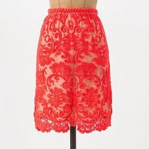 Anthropologie |  Neon Lace Pencil Skirt *LIKE NEW*