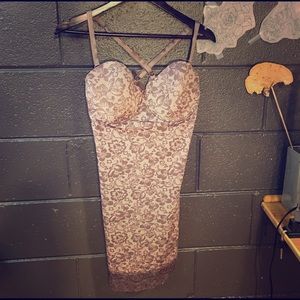 Lace print teddy slip dress with built in bra