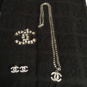 NWOT, CHANEL earrings, necklace & charm, keychain