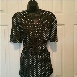 Pin-up Polka Dot Double-Breasted Vintage Blouse