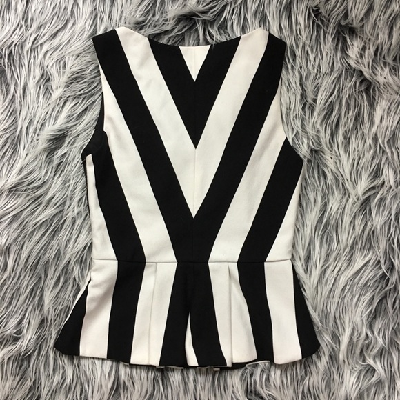 LAST ONE - Black & White Peplum Top - Picture 3 of 4