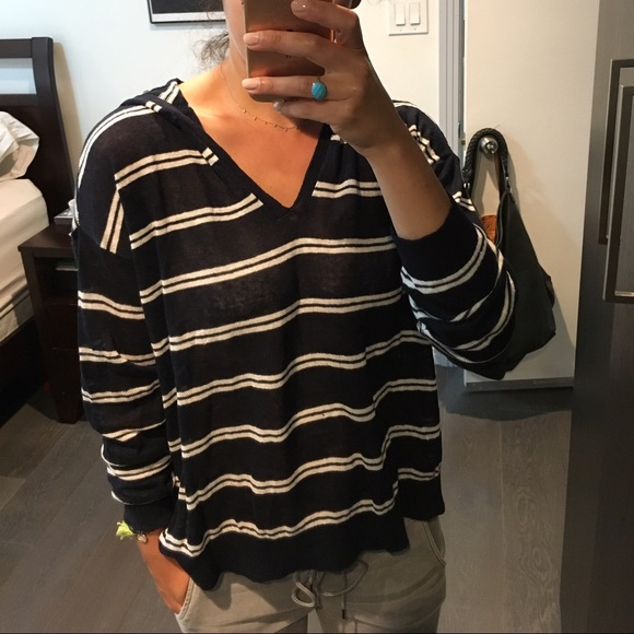 Ann Taylor Loft Light weight navy hooded sweater