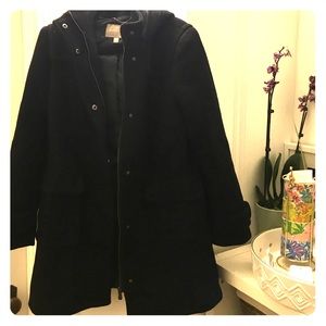 Heavy black winter coat with hood