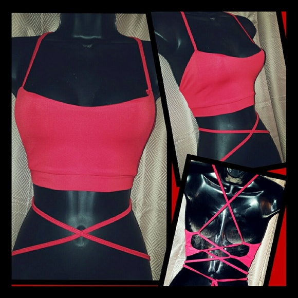 Sexy red wrap belly top