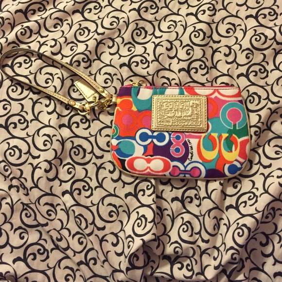 Multicolored coach wristlet