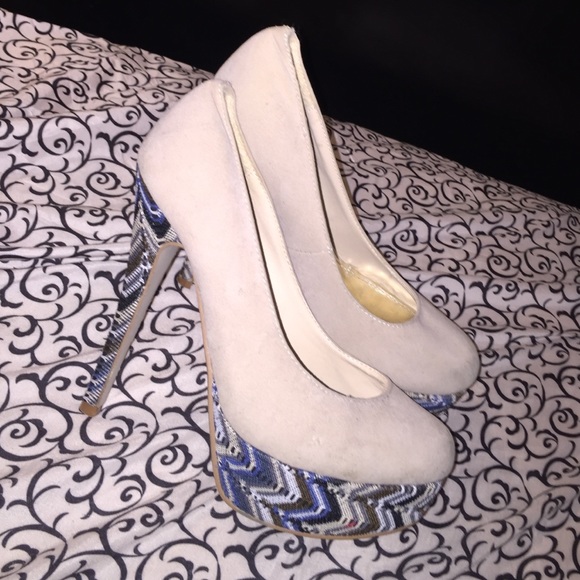 Beige suede heels