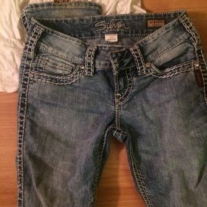 Silver slim boot cut jeans