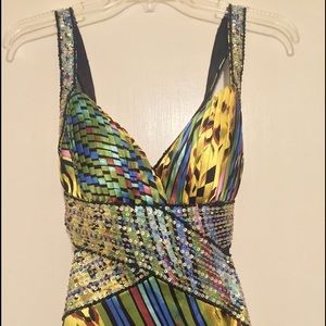 Cache Exotic leopard Jungle Print Prom Dress sz 4