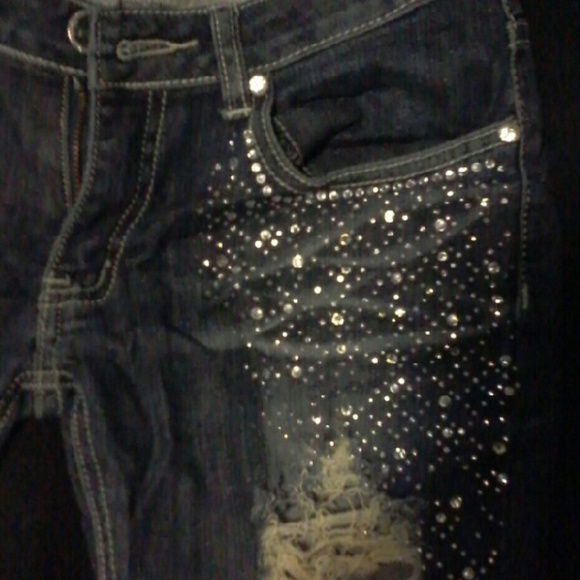 Distressed Rhinestones Skinny Jeans 9 - Picture 3 of 4