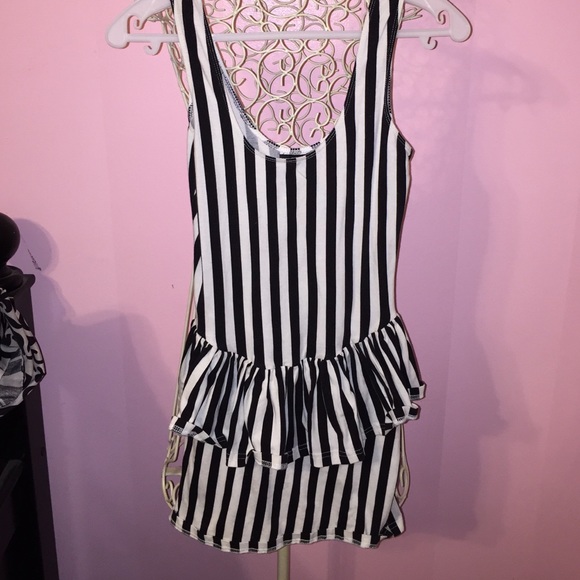 Black and white striped dress