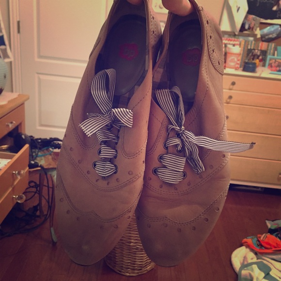 Oxford flats with blue bow barely used