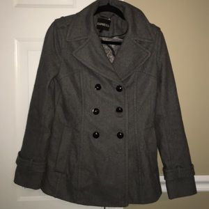 Express gray pleated back pea coat