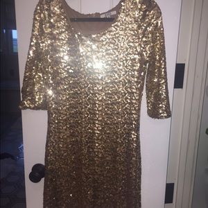 Women's Gold Sequin Mid Thigh dress