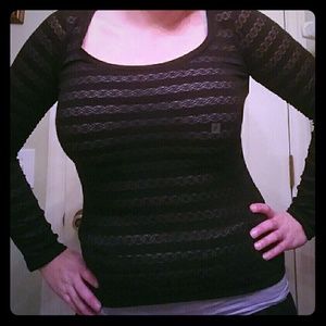 *NWT*Express Black sheer lacy long sleeve top