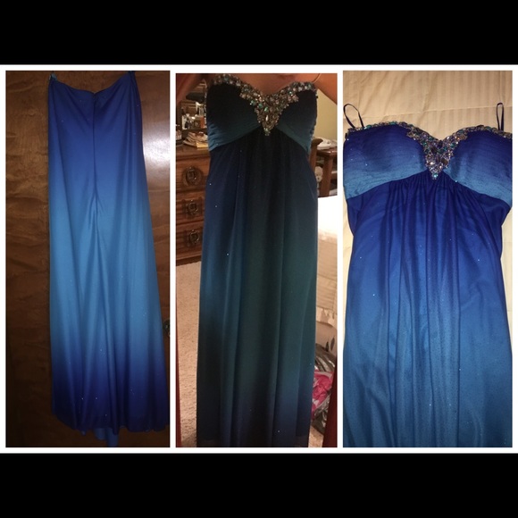 Blue strapless prom dress wore once